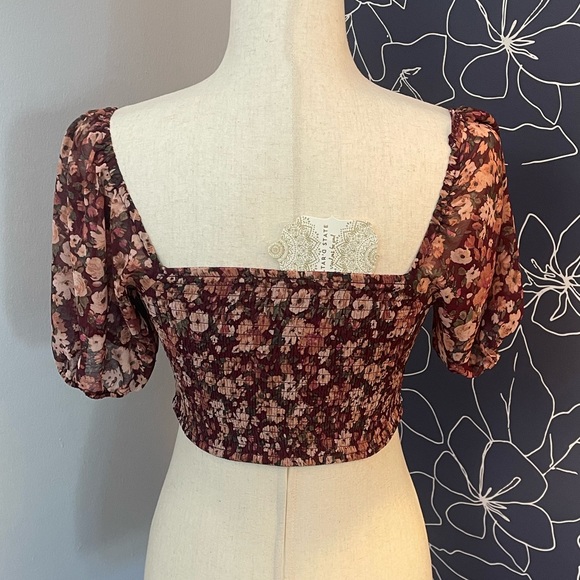NWT Altar'd State Floral Print Crop Top Short Sleeve, Size Small S - Picture 4 of 7